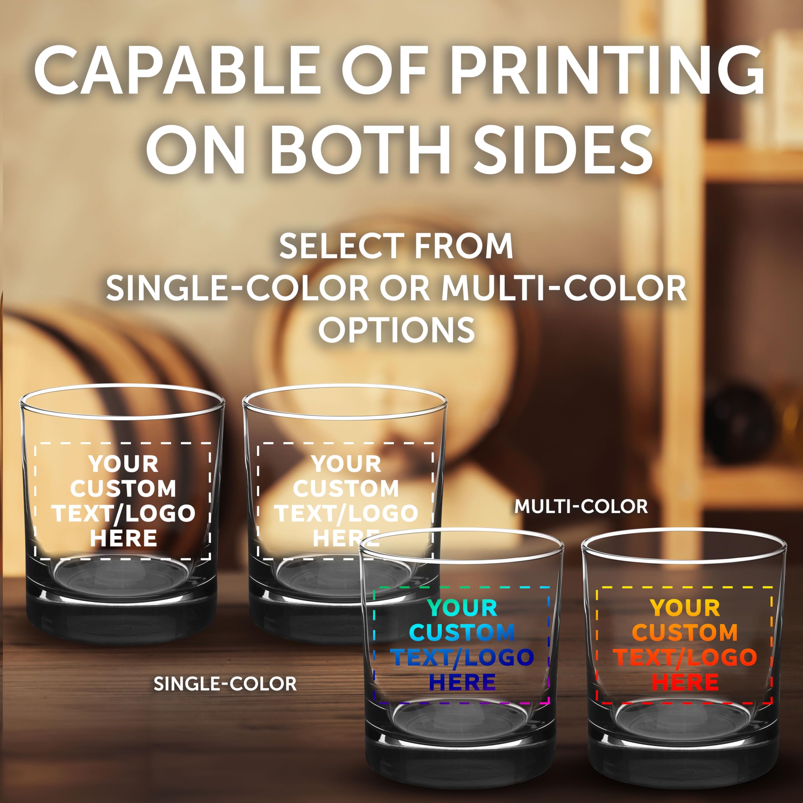 Libbey 10 oz Custom Whiskey Glasses Set of 50 - Personalized Bulk Pack with Heavy Base for Scotch, Bourbon & Cocktails - Black Old Fashioned Glasses | Perfect for Bars, Restaurants, Weddings & Corporate Gifts