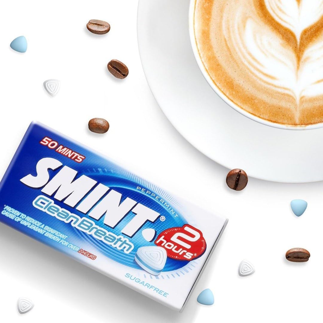 Smint Sugar Free Mints - Long Lasting 2 Hour Fresh Breath, 50 Count XXL Peppermint Flavor - 12 Pack Tins | Perfect for Office, Travel & After Meals