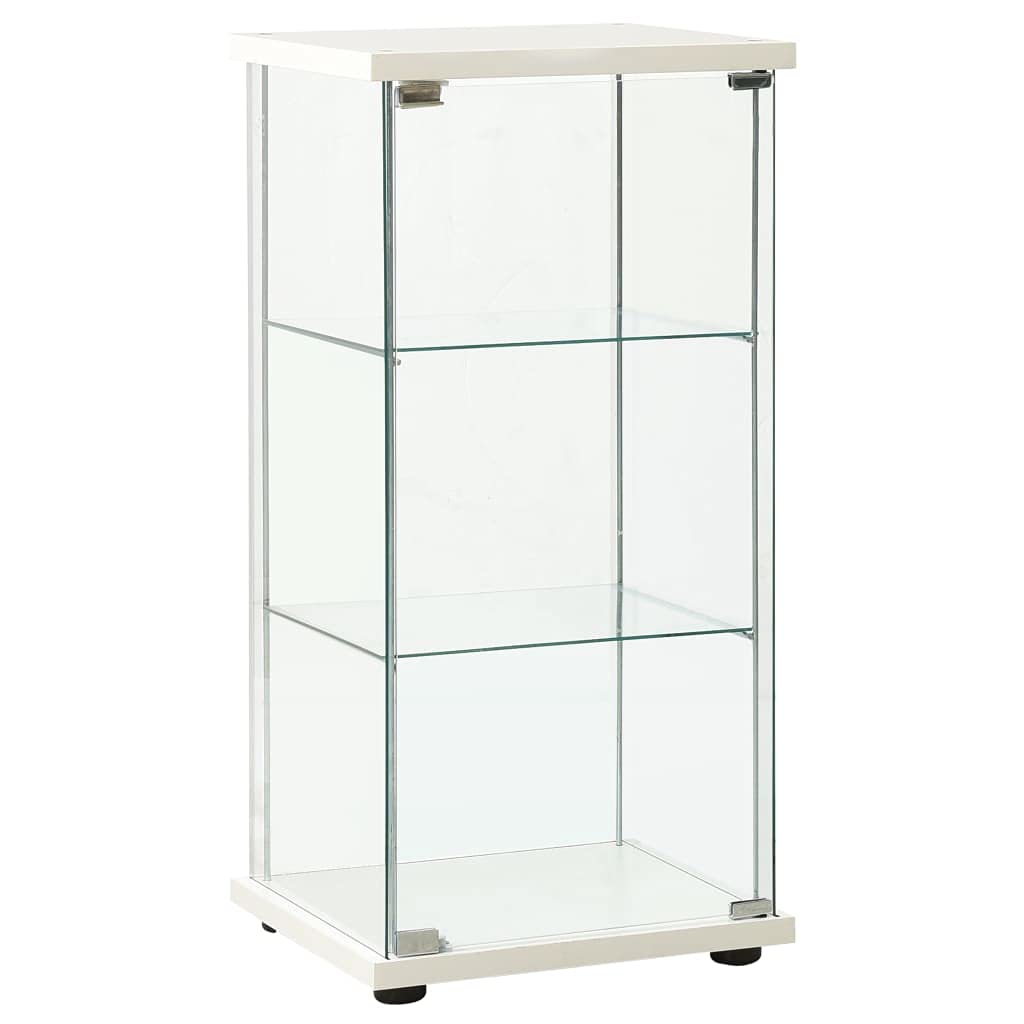 4-Shelf Glass Display Cabinet with Door - White Tempered Glass Curio Cabinet for Collectibles, Books & Home Decor - Floor Standing Storage Rack for Living Room, Bedroom or Office
