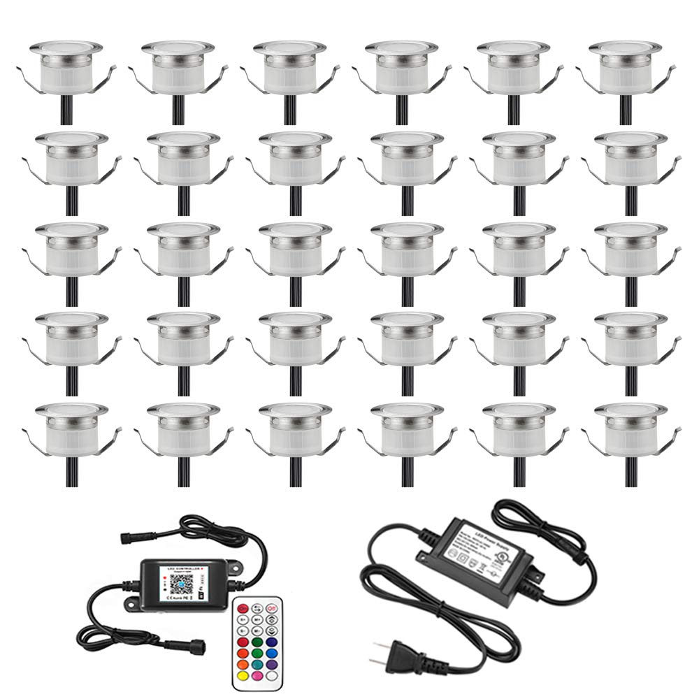FVTLED WiFi Deck Lights Kit - 30pcs Low Voltage LED Step Lights Φ1.22