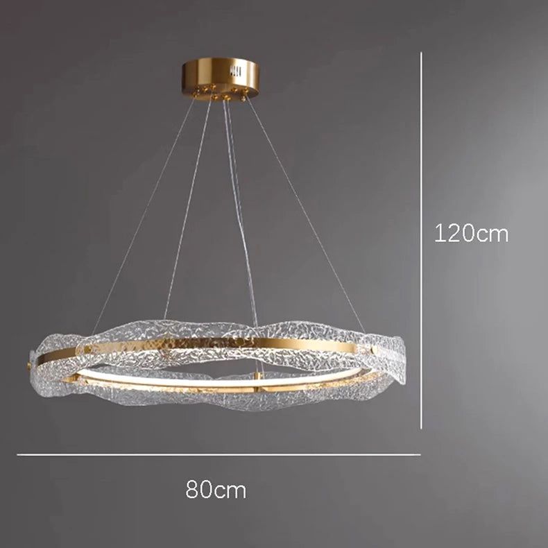 Elegant Acrylic Glass Rings Bezel Chandelier Lighting - Modern Crystal Ceiling Light Fixture for Dining Room, Living Room & Bedroom Decor