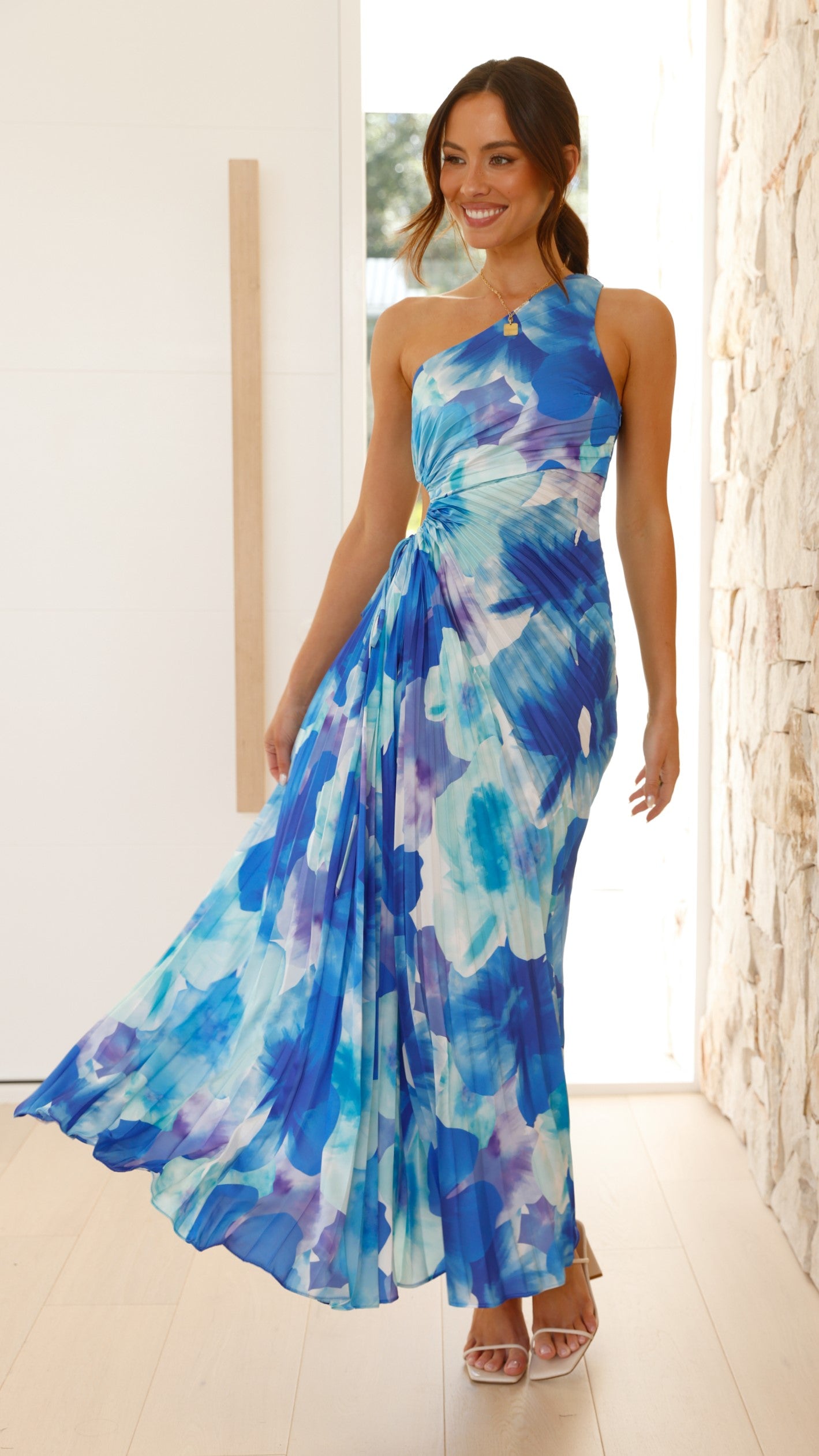 Laken Maxi Dress - Blue Floral Print Long Summer Dress for Women | Beach, Vacation & Casual Wear