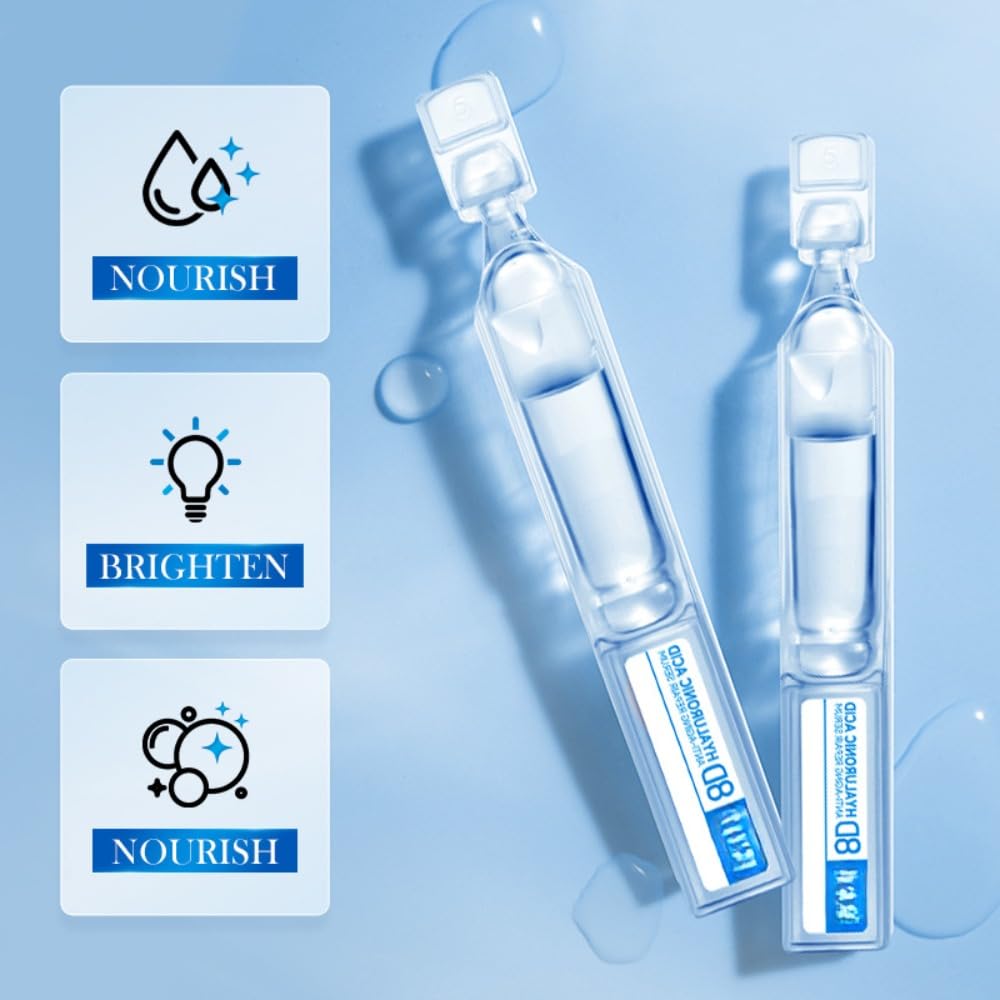 8D Hyaluronic Acid Serum for Face - Anti-Wrinkle Repair Essence with Deep Hydration, Ultra Moisturizing Skincare Vials (15pcs/Box) - Perfect for Dry Skin Care Routine & Night Time Skin Repair