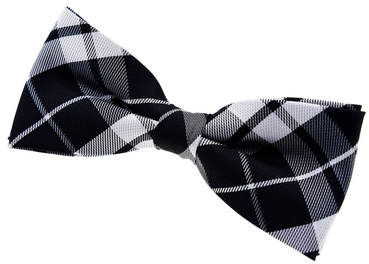 Retreez Preppy Plaid Check Woven Microfiber Pre-tied Bow Tie (4.5