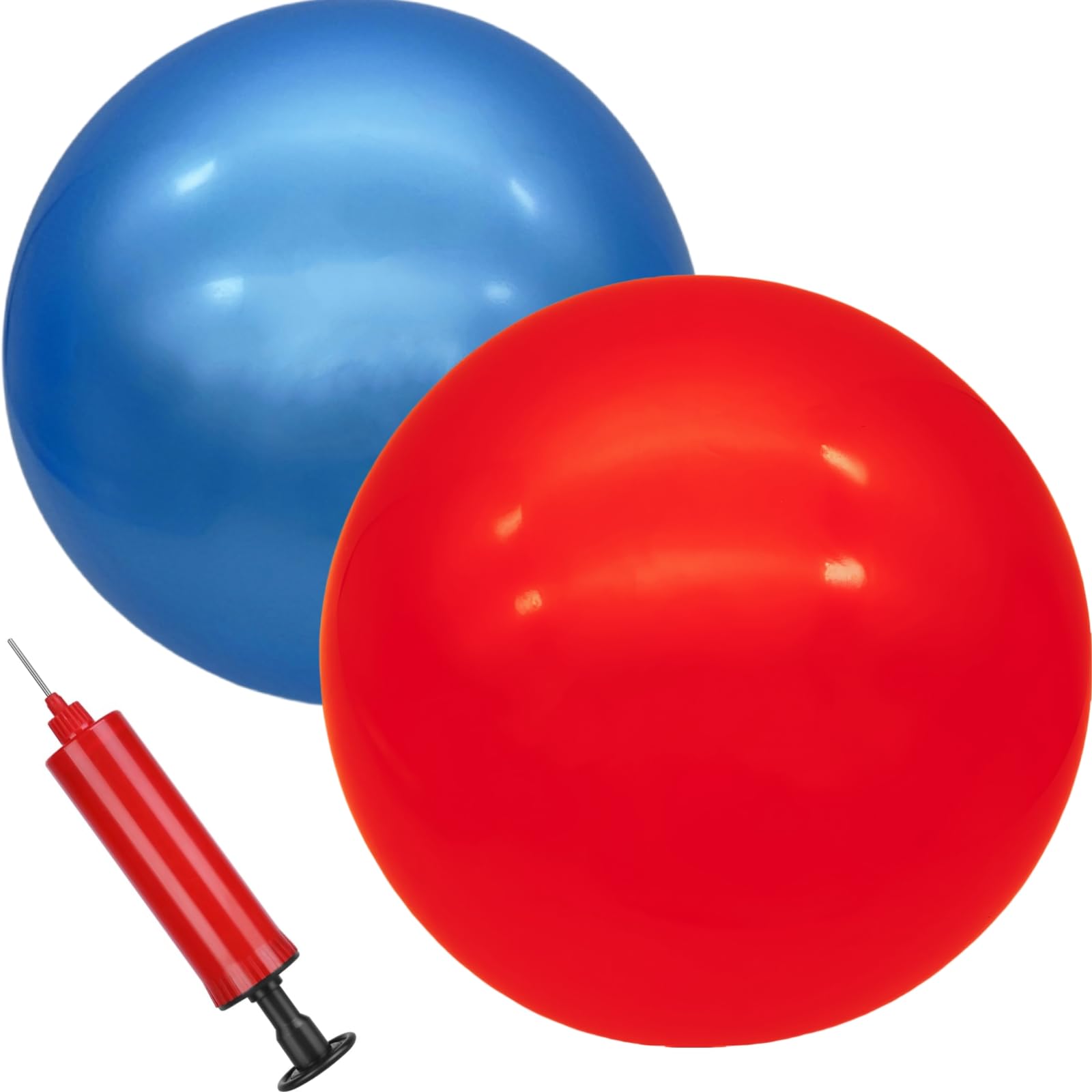 2 Pack 9 Inch Inflatable Bouncy Balls with Hand Pump - Fun Indoor Outdoor Play Balls for Kids - Perfect for Birthday Parties, Backyard Games & School Activities