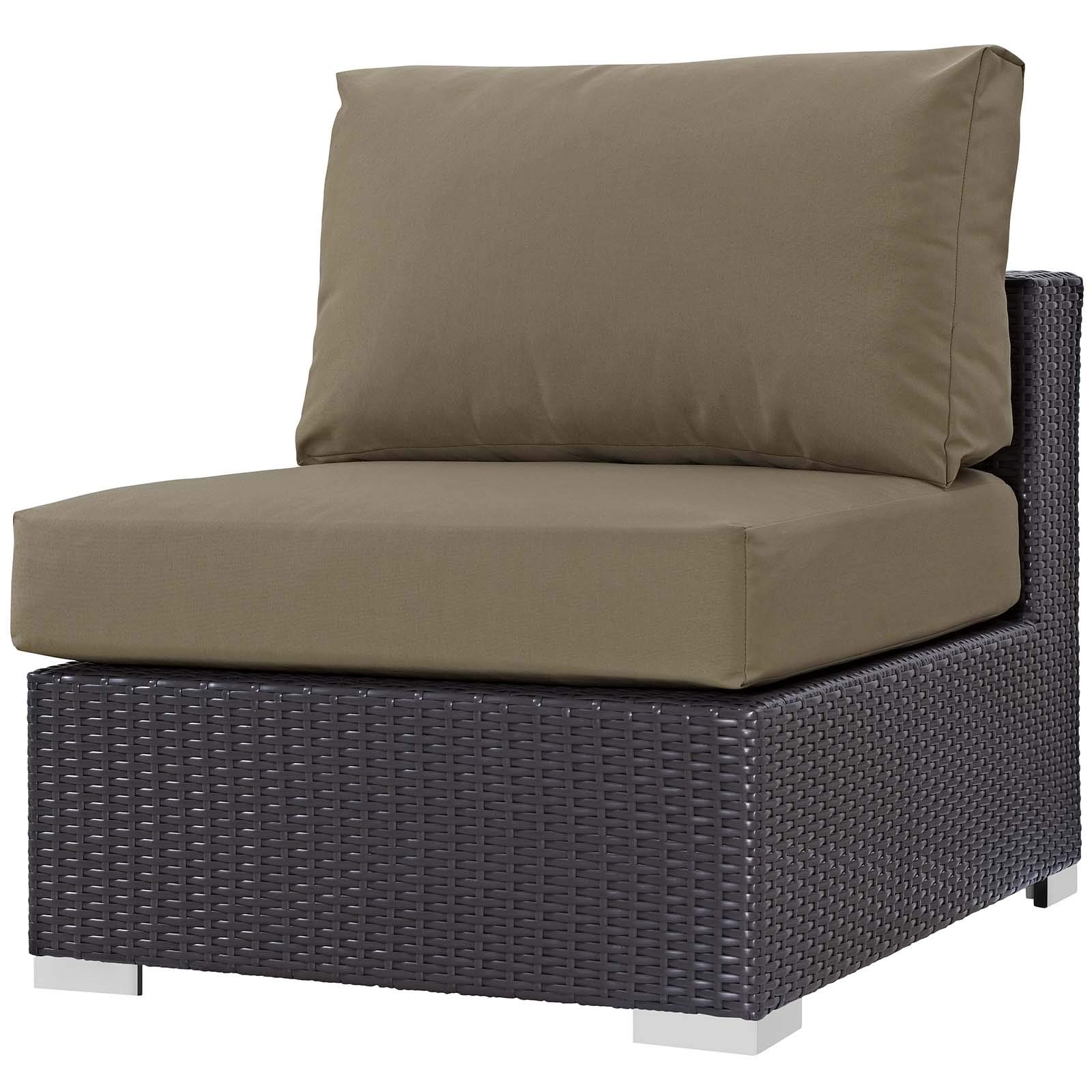 Modern Outdoor Patio Furniture Set - Wicker Rattan Sofa, Chair & Coffee Table with Fire Pit - Light Brown - Perfect for Backyard, Garden, Poolside & Patio Relaxation