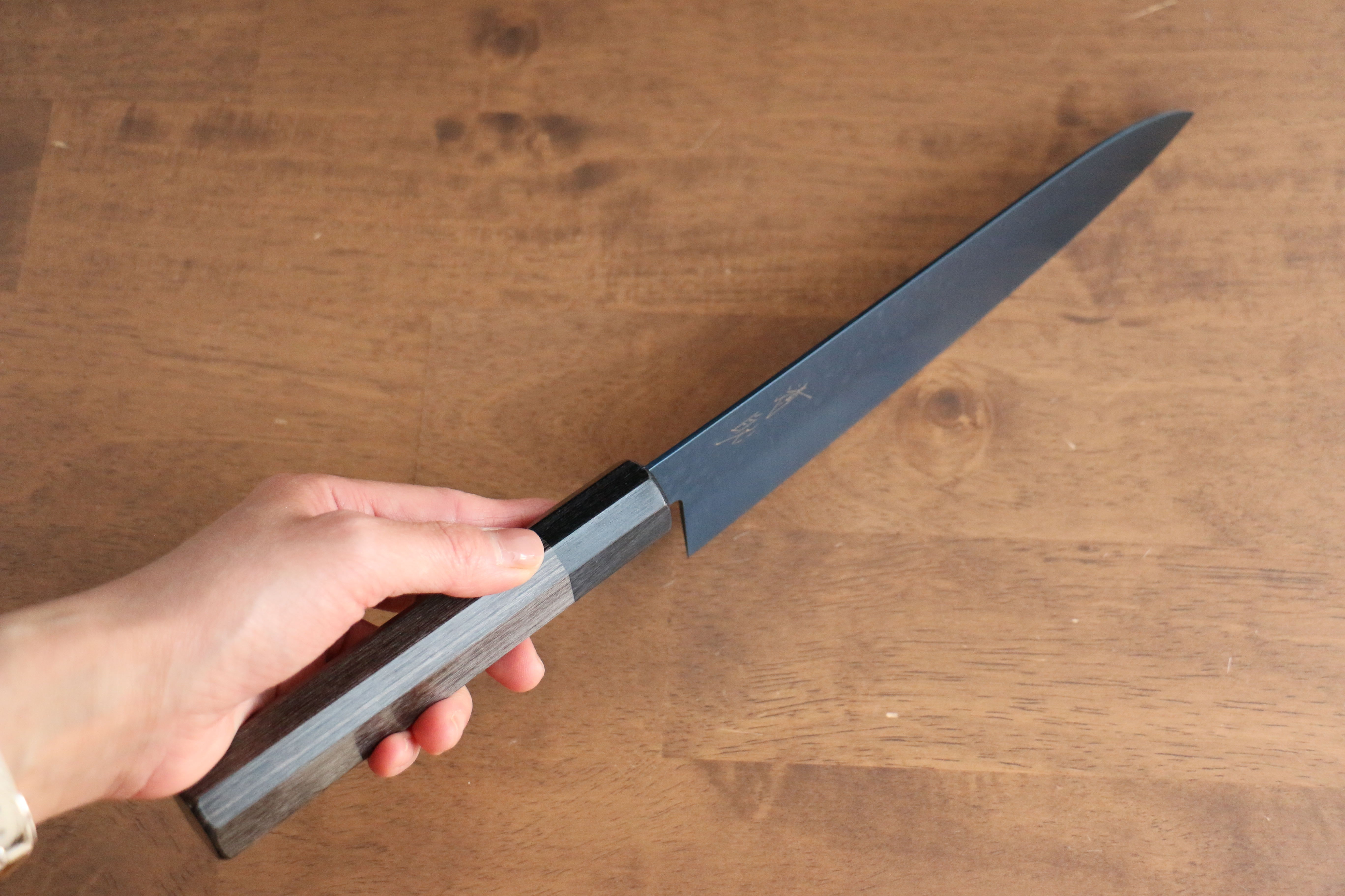 Premium Seisuke SK 85 Hammered Gyuto Chef Knife 210mm - Ion Plated Blade with Gray Pakka Wood Handle - Perfect for Sushi, Meat Cutting & Professional Kitchen Use