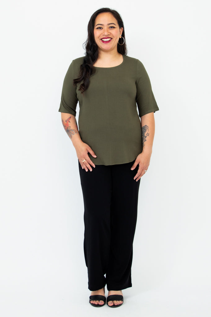 Liza Women's Bamboo Top - Soft & Breathable Khaki Blouse for Casual Wear & Summer Outfits