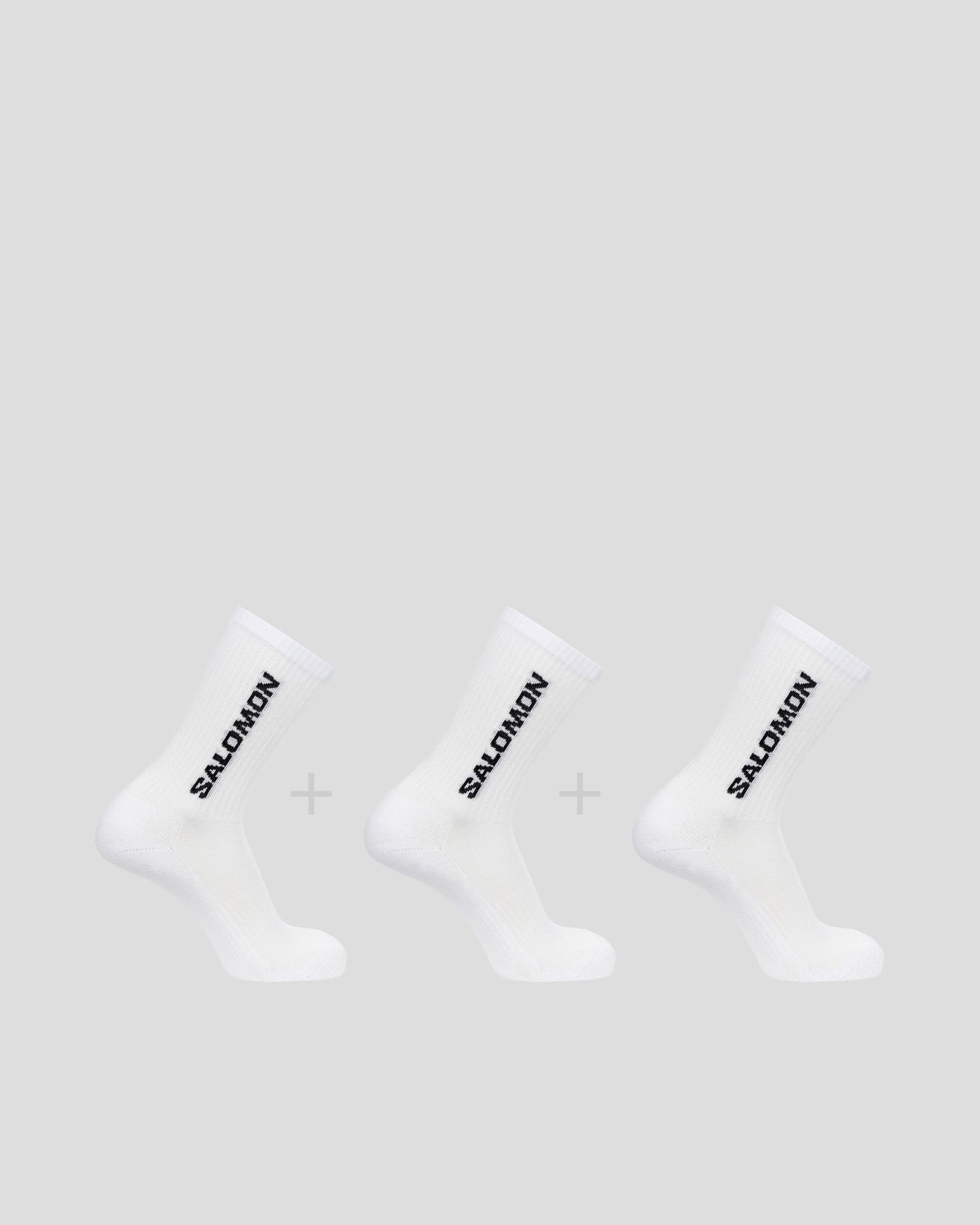 Salomon Everyday Crew Socks 3 Pack - Moisture Wicking Athletic Socks for Men & Women - Comfortable Hiking & Running Socks (White/White) - Perfect for Outdoor Activities & Daily Wear