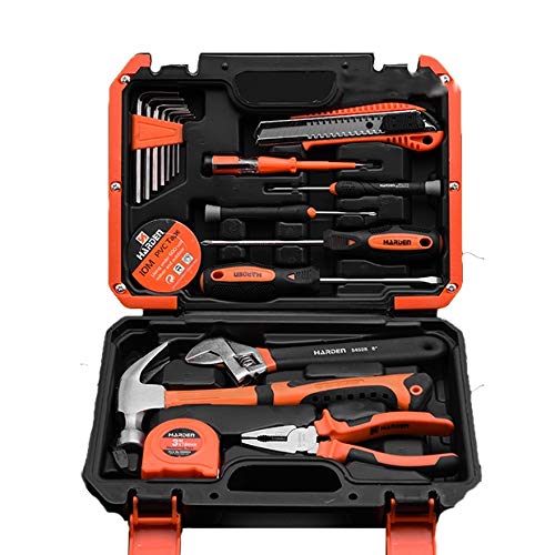 Edward Tools 18-Piece Heavy Duty Tool Set - Hammer, Pliers, Screwdrivers, Wrench, Knife & Measuring Tape - Durable Household & Auto Repair Tool Kit with Storage Box - Perfect for DIY Projects, Home Maintenance & Electrical Work