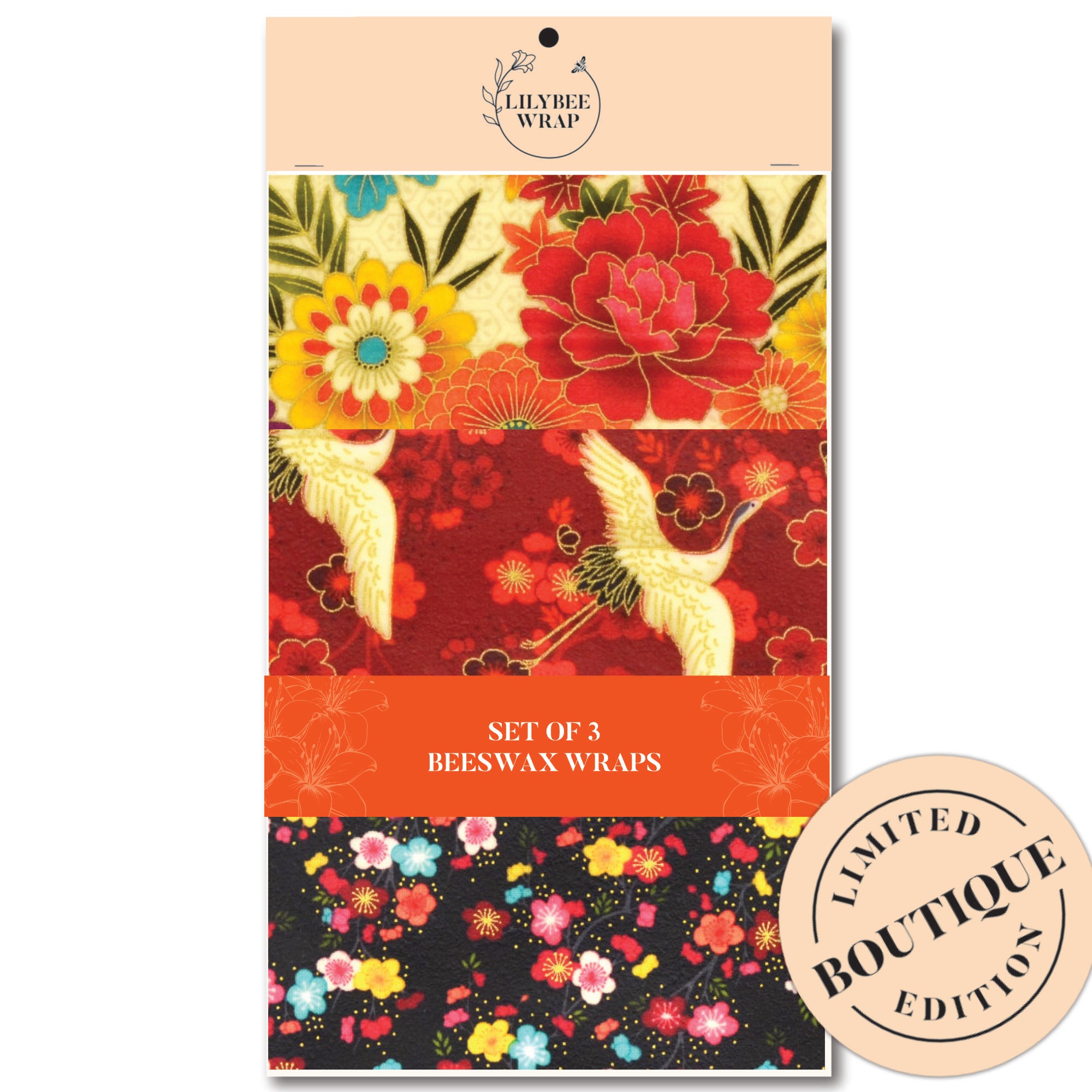 Eco-Friendly Hikari Beeswax Food Wraps Set of 3 - Reusable Sustainable Food Storage for Sandwiches, Fruits & Leftovers | Perfect for Picnics, Lunch Boxes & Zero Waste Kitchens