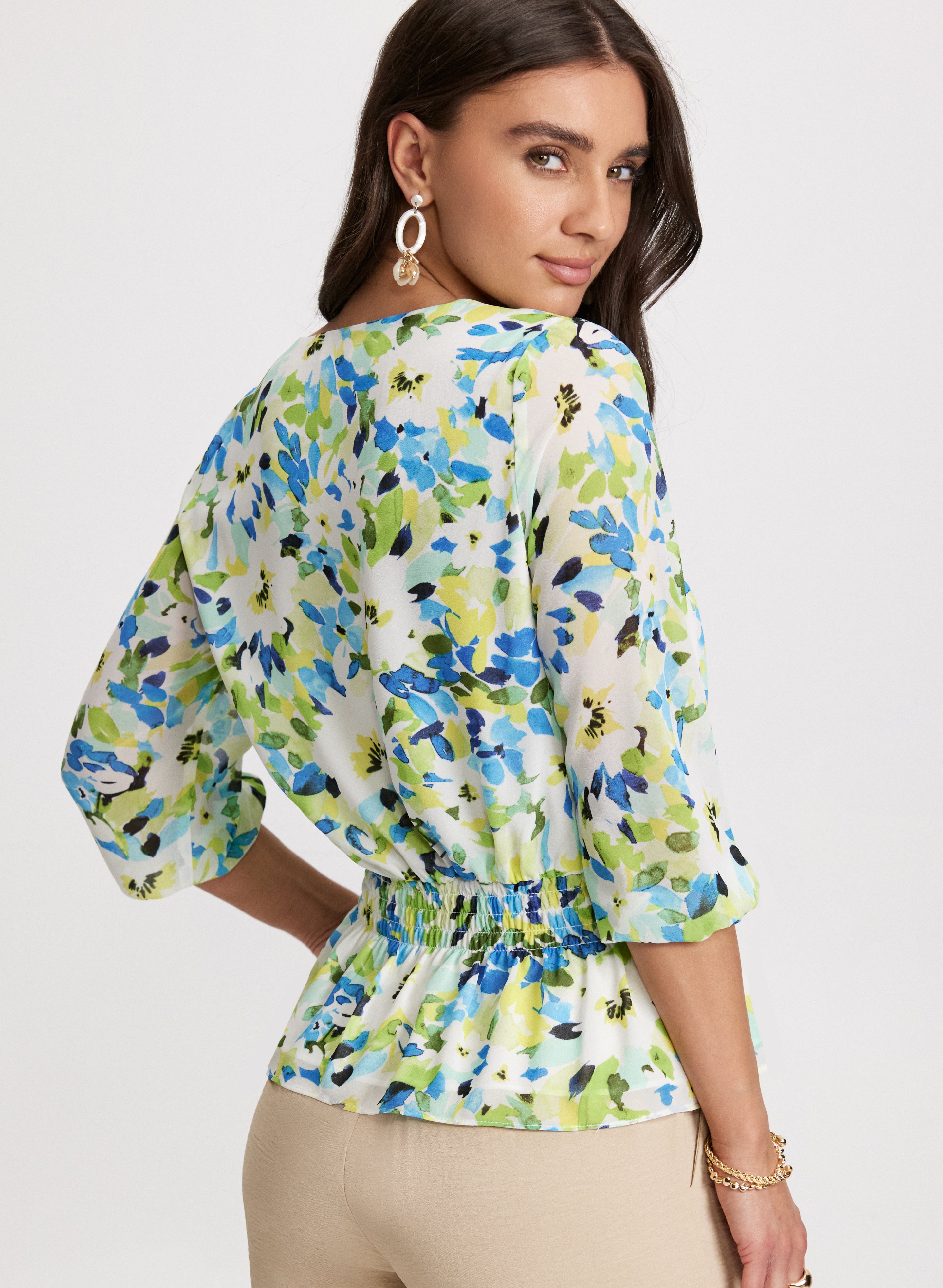 Floral Peplum Top for Women - Elegant Ruffle Blouse for Spring & Summer - Perfect for Parties, Dates & Office Wear