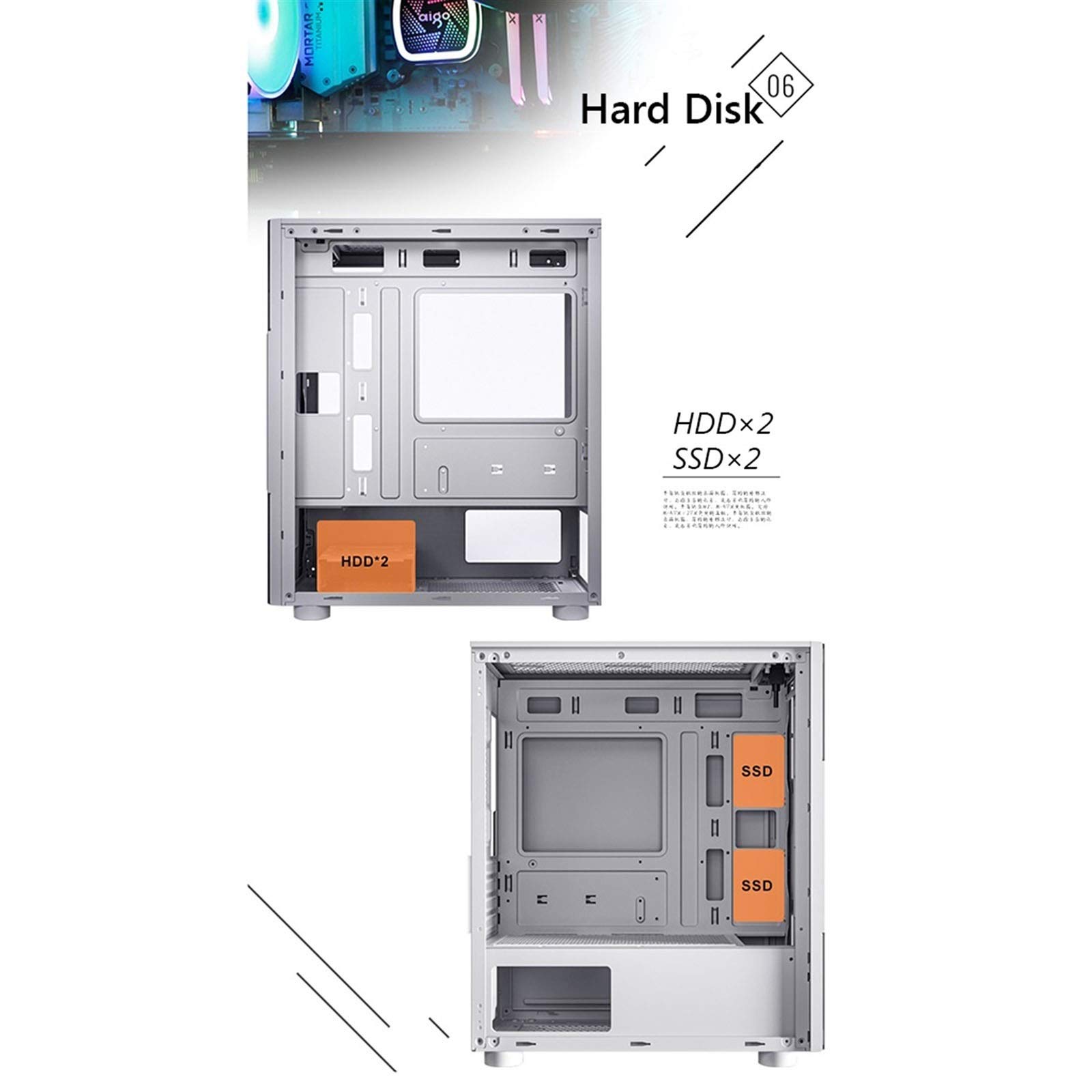 Mid-Tower ATX Computer Case with Tempered Glass Panel, USB 3.0 Ports & 6 Fan Positions - Supports Water Cooling (Black) - Perfect for Gaming PC Builds & Custom Desktop Setups