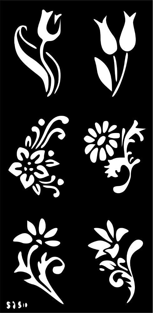 Premium Henna Tattoo Stencil Kit for Hand, Body, Finger & Face - Temporary Mehndi Art for Women, Girls & Kids - Design Tatto-75 in Black (Medium Size) - Perfect for Parties, Weddings & Festive Celebrations
