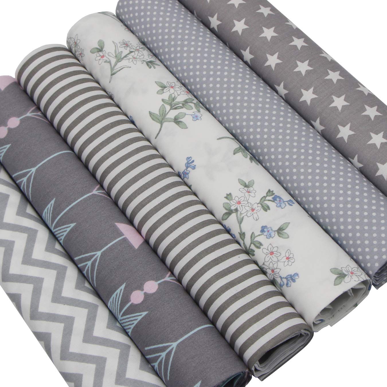 6Pcs 20x20 Inch Cotton Fabric Squares Bundle - Pre-Cut Quilting & Sewing Fabric for DIY Crafts, Patchwork, Scrapbooking - Soft Fat Quarters for Handmade Decorations & Home Sewing Projects (Gray)