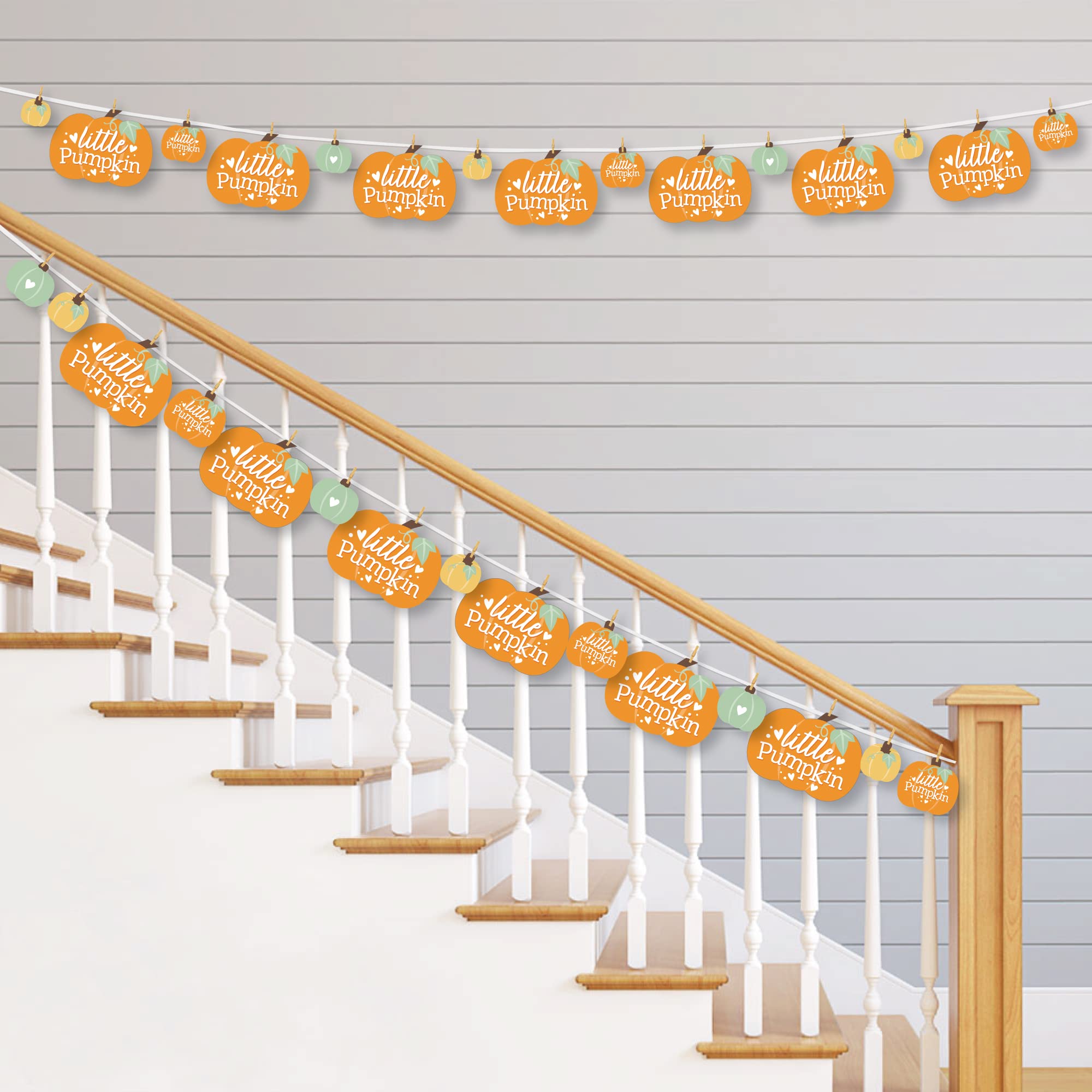 Big Dot of Happiness Little Pumpkin Clothespin Garland Banner - 44-Piece Fall Birthday Party Decorations | DIY Baby Shower & Autumn Home Decor