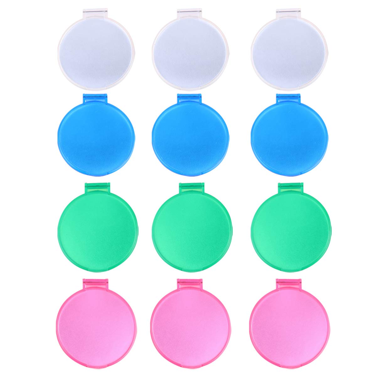 FRCOLOR 12 Pack Mini Folding Compact Mirror - Portable Round Makeup Mirror for Purse, Travel, Touch Up & Emergency Kit - Perfect for Home, Office, Car & Gift Giving