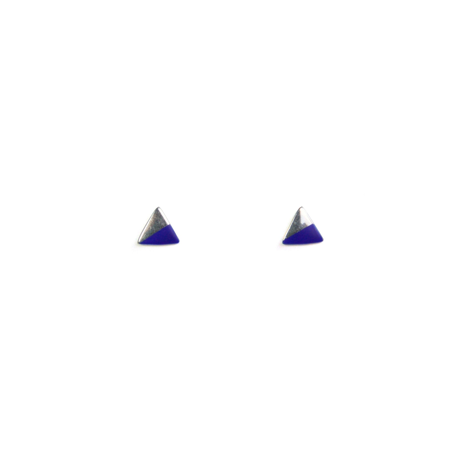 Trendy Triangle Color Block Stud Earrings for Women - Silver Geometric Statement Earrings for Casual & Party Wear