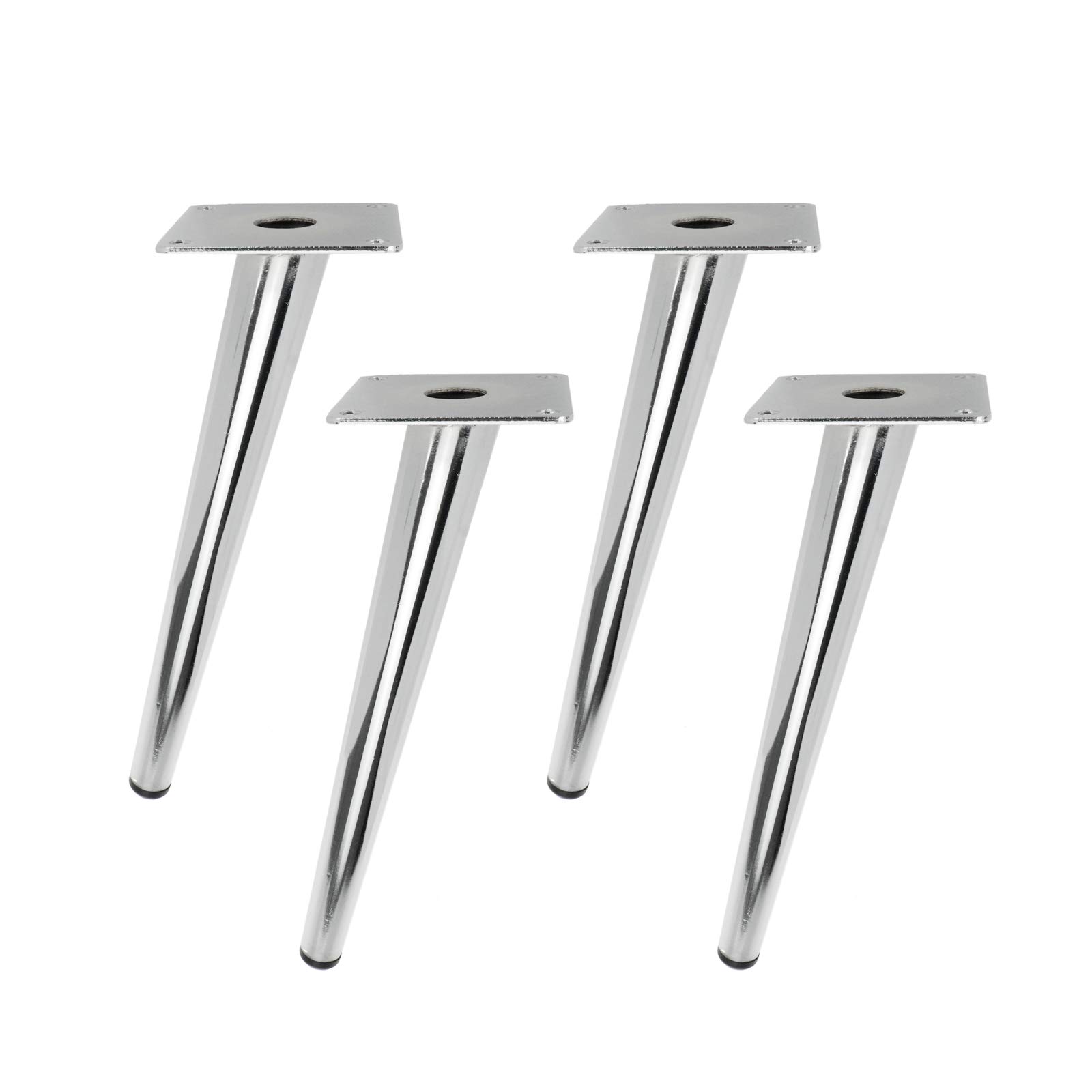 Geesatis 10 Inch Silver Metal Furniture Legs - 4 Pack Chrome Finished Solid Table Legs with Mounting Screws for Cabinet, Coffee Table & Desk | Modern Home & Office Decor Upgrade