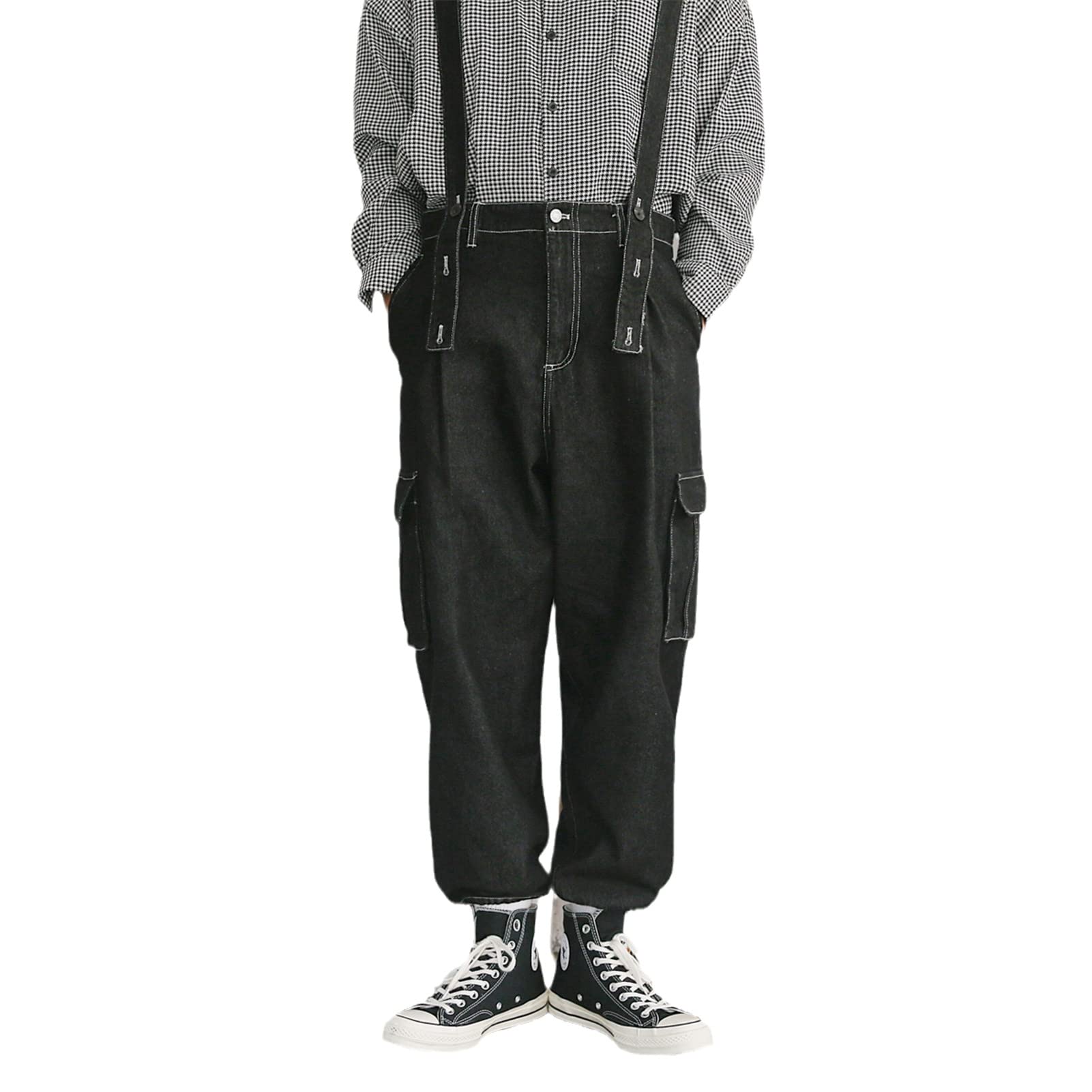 Men's Loose Fit Work Overalls - Durable Denim Jumpsuit & Casual Pants for Construction, Gardening & Outdoor Activities | Washable Jeans Romper for Men