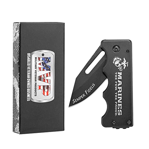 USMC Money Clip Pocket Knife - 2.75 Inch Blade Military Gift, Marine Corps Knife with Money Clip | Perfect for Everyday Carry, Camping & Outdoor Activities | Disabled Veteran Owned Small Business