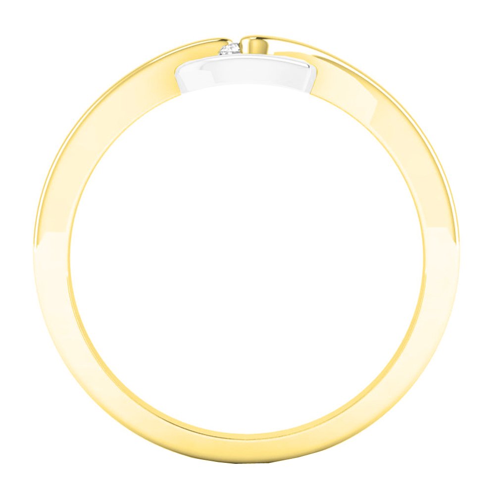 0.06 Cttw Round White Diamond Heart Promise Ring for Women - 10K White & Yellow Gold - Elegant Gift for Anniversary, Engagement & Valentine's Day