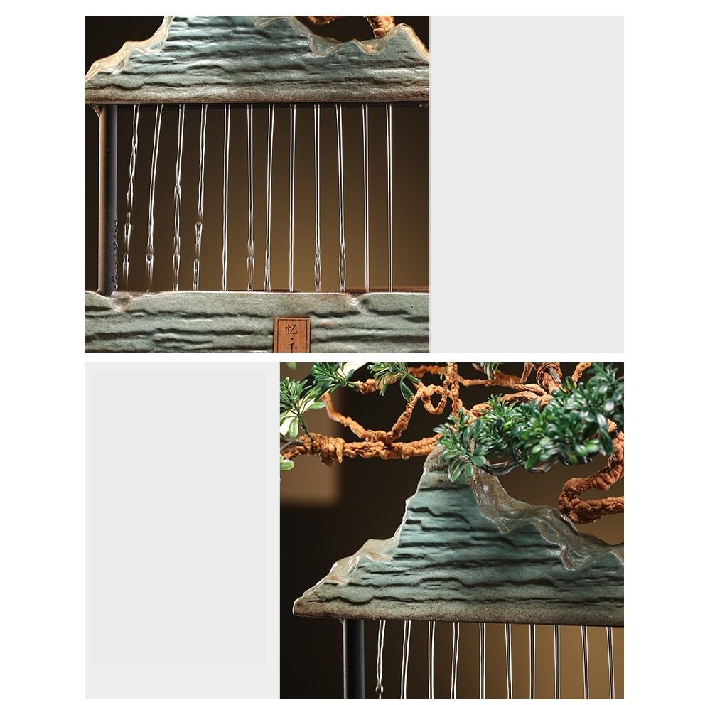 Zen Desktop Water Fountain with Rockery & Feng Shui Wheel - Small Tabletop Fountain for Home Office Decor, Relaxing Indoor Water Feature with Circulating Pump - Perfect for Meditation, Stress Relief & Feng Shui Wealth Enhancement
