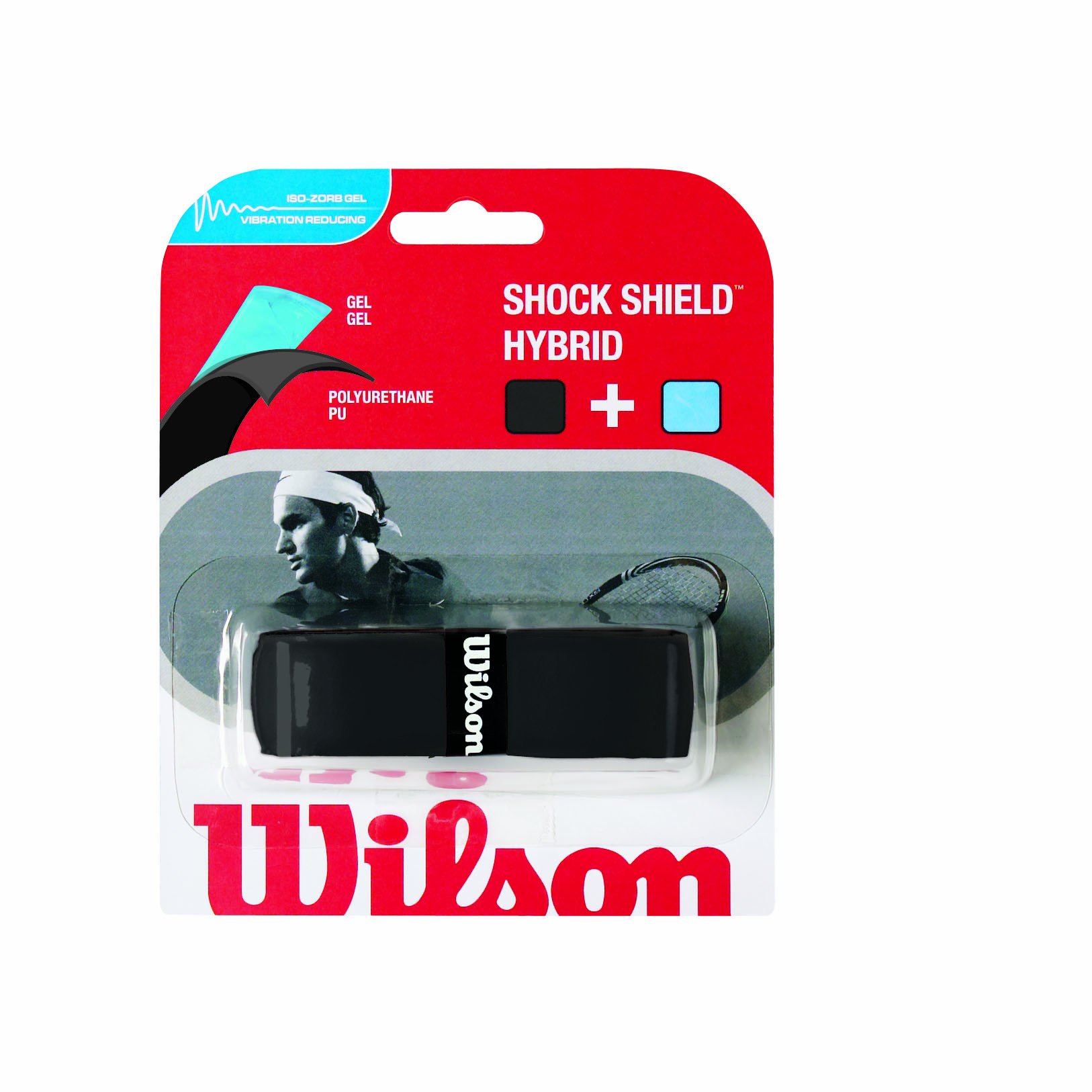 Wilson Shock Shield Hybrid Replacement Grip - Tennis & Racquet Sports Comfort Grip for Enhanced Control & Vibration Dampening | Perfect for Tennis, Badminton & Squash Players