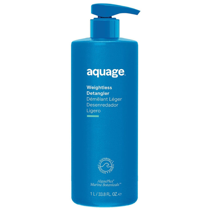 Aquage Weightless Detangler Spray - Lightweight Leave-In Conditioner for Frizz Control & Shine | Perfect for Dry, Damaged & Curly Hair Care at Home or Salon
