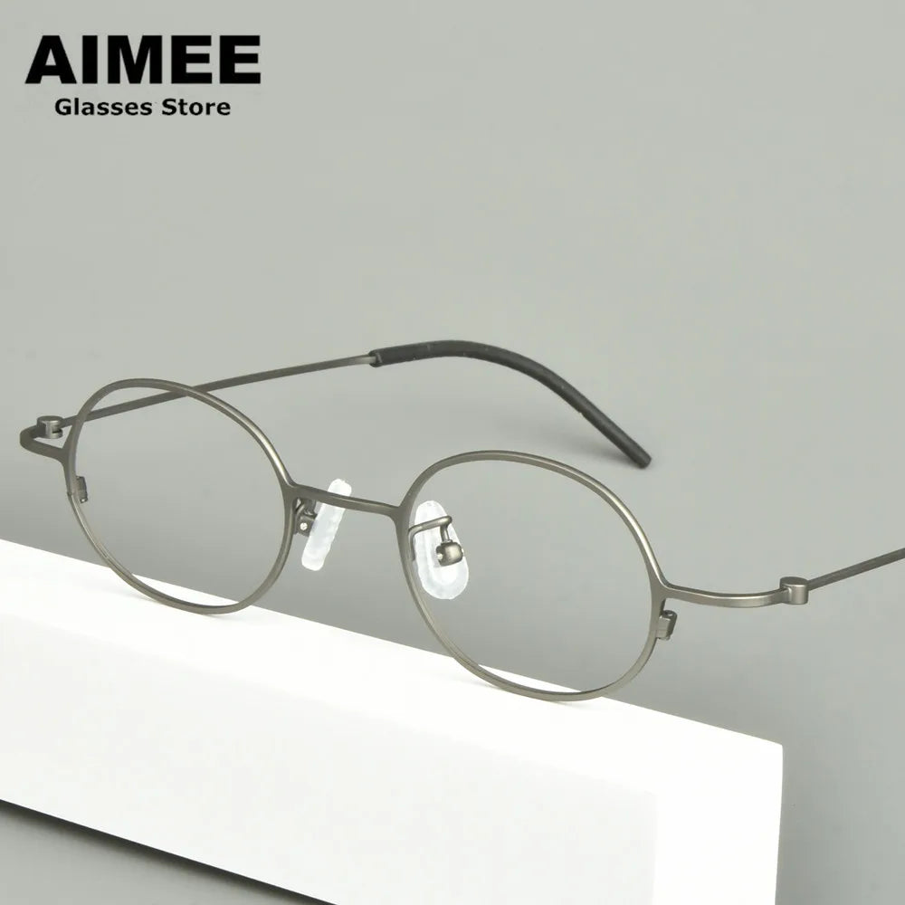 Aimee Unisex Full Rim Small Round Titanium Eyeglasses 14516 - Lightweight & Durable Frame for Reading, Work, and Everyday Use