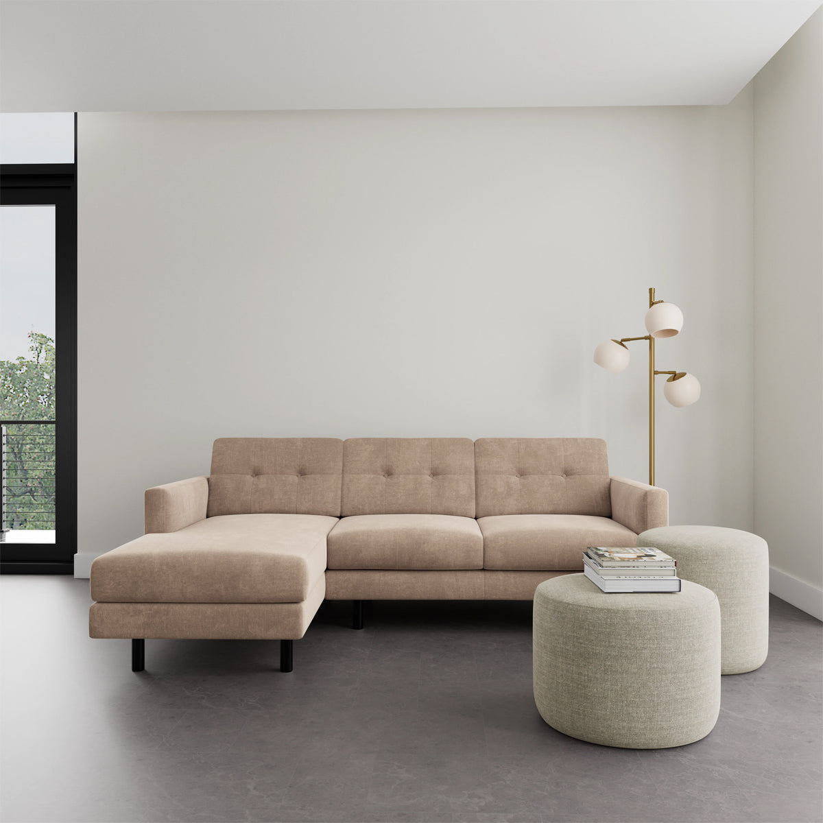 Conrad Fabric Left Chaise Sofa - Modern L-Shaped Sectional Couch with Reversible Chaise Lounge for Living Room, Apartment & Home Theater Comfortable Seating