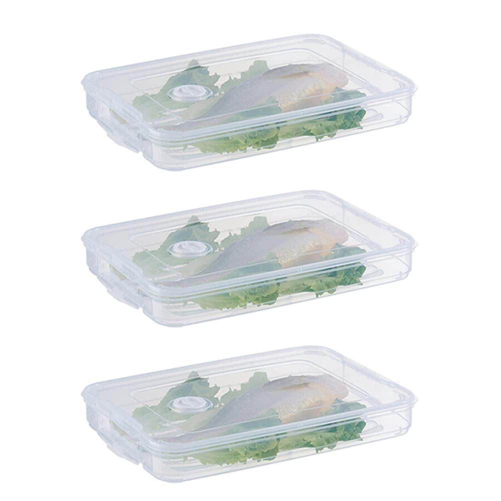 Eioflia Fridge Drawer Organizer - 3PCS Plastic Stackable Food Storage Containers with Lids, Transparent Refrigerator Organizer for Vegetables, Fruits & Dumplings | Perfect for Kitchen, Pantry & Meal Prep