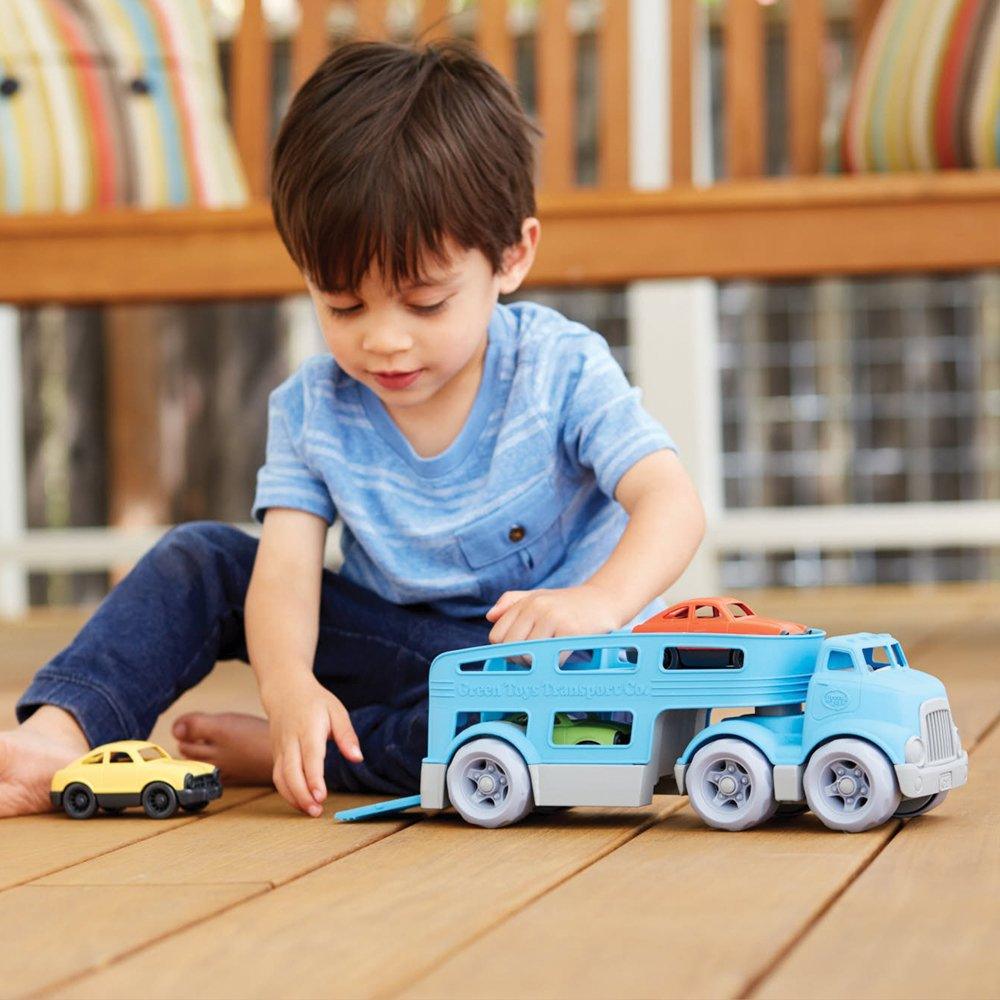 Green Toys Car Carrier Play Set - Eco-Friendly Toy Truck with 3 Mini Cars for Kids - Perfect for Indoor & Outdoor Play, Imaginative Adventures, and Gift Giving