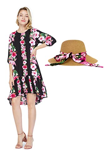 Pink Black Hibiscus Vine + Hat