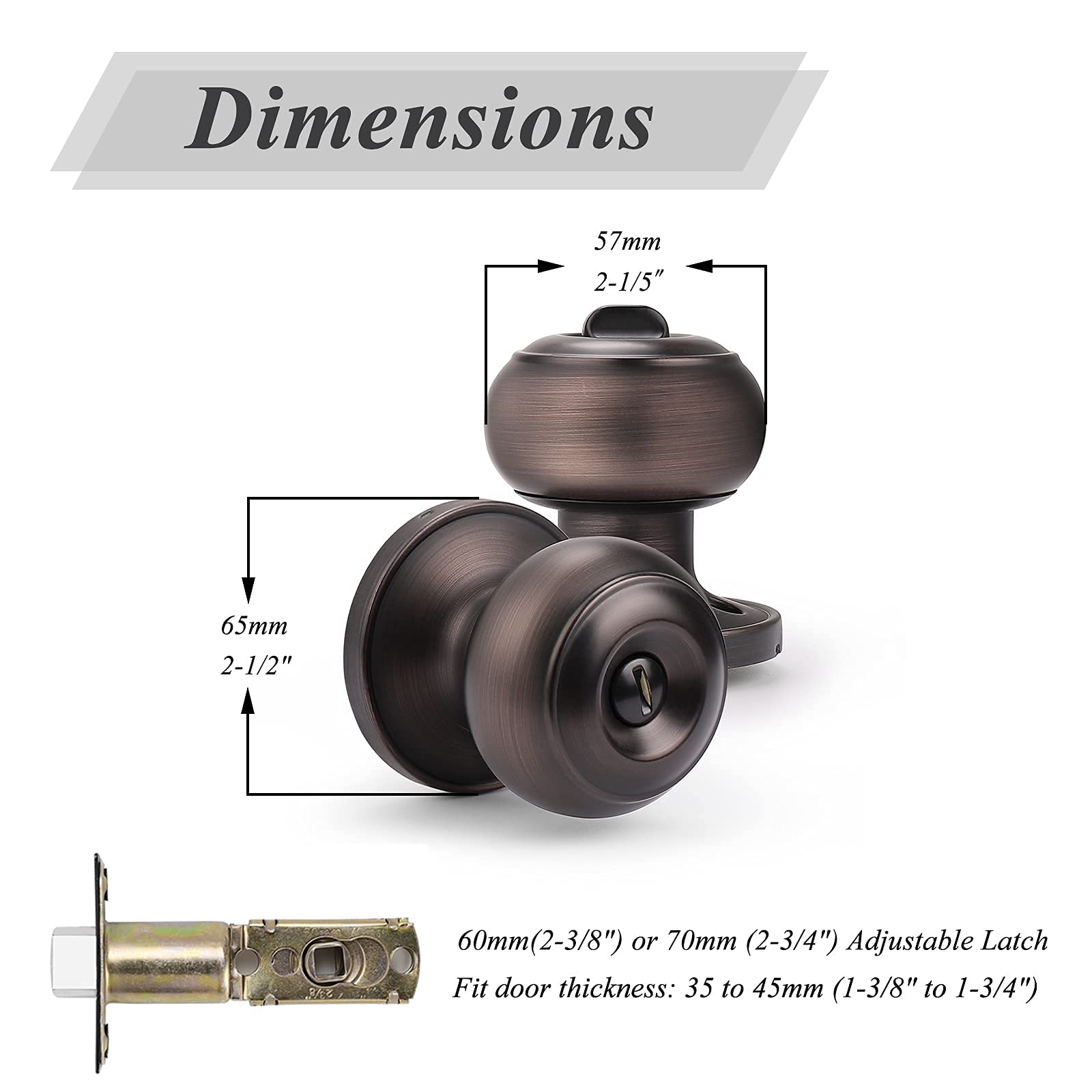 10 Pack Passage & 3 Pack Privacy Door Knobs Set - Oil Rubbed Bronze Round Interior Door Handles for Bedroom, Bathroom, Closet & Hallway - Durable & Stylish Home Hardware Upgrade