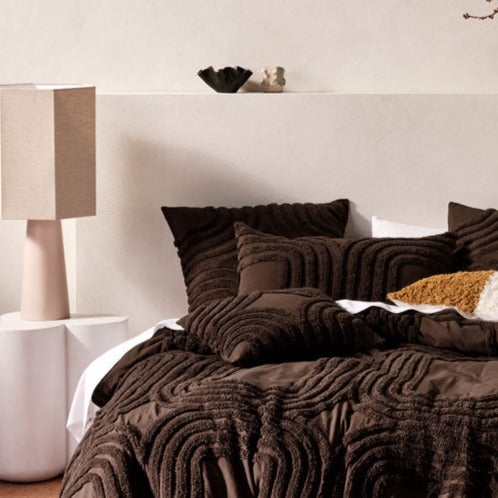 Linen House Farrah Cacao European Pillowcase - Luxurious 100% Cotton Decorative Pillow Cover for Bedroom, Living Room & Sofa
