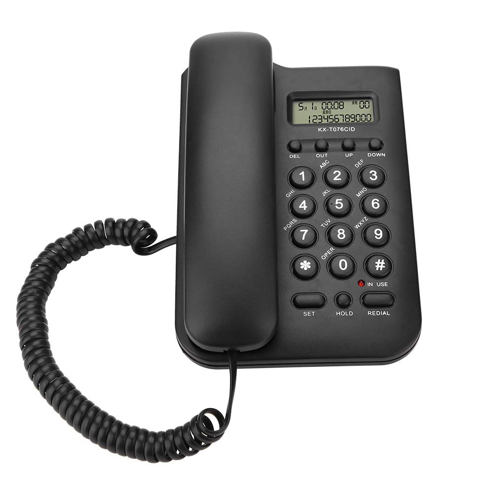 Wired Desktop Wall Phone with Cord, Elderly-Friendly Landline Phone, Black Wall-Mounted Home & Hotel Phone for Clear Communication