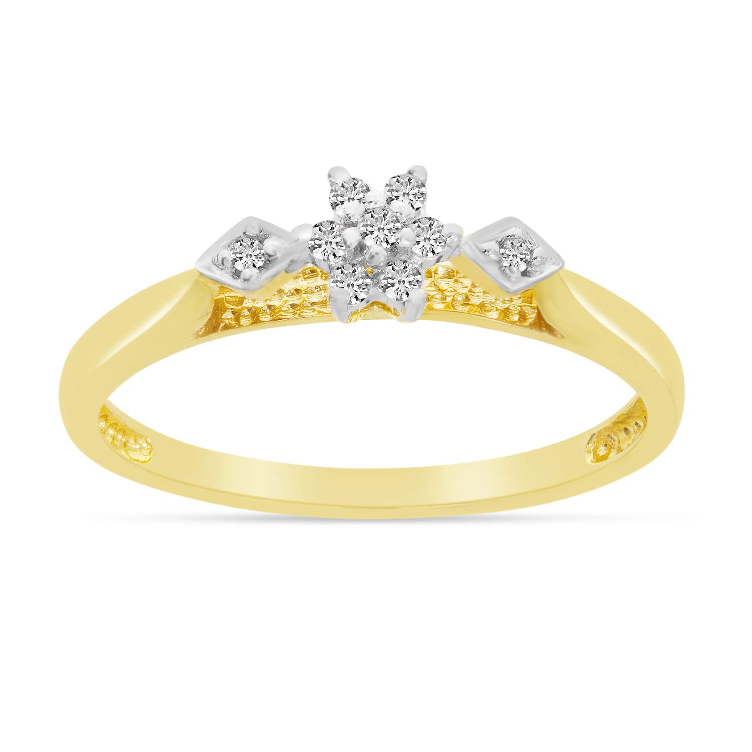 10K Yellow Gold Diamond Cluster Ring for Women - Elegant Wedding, Engagement & Anniversary Jewelry Gift - Perfect for Special Occasions & Everyday Wear