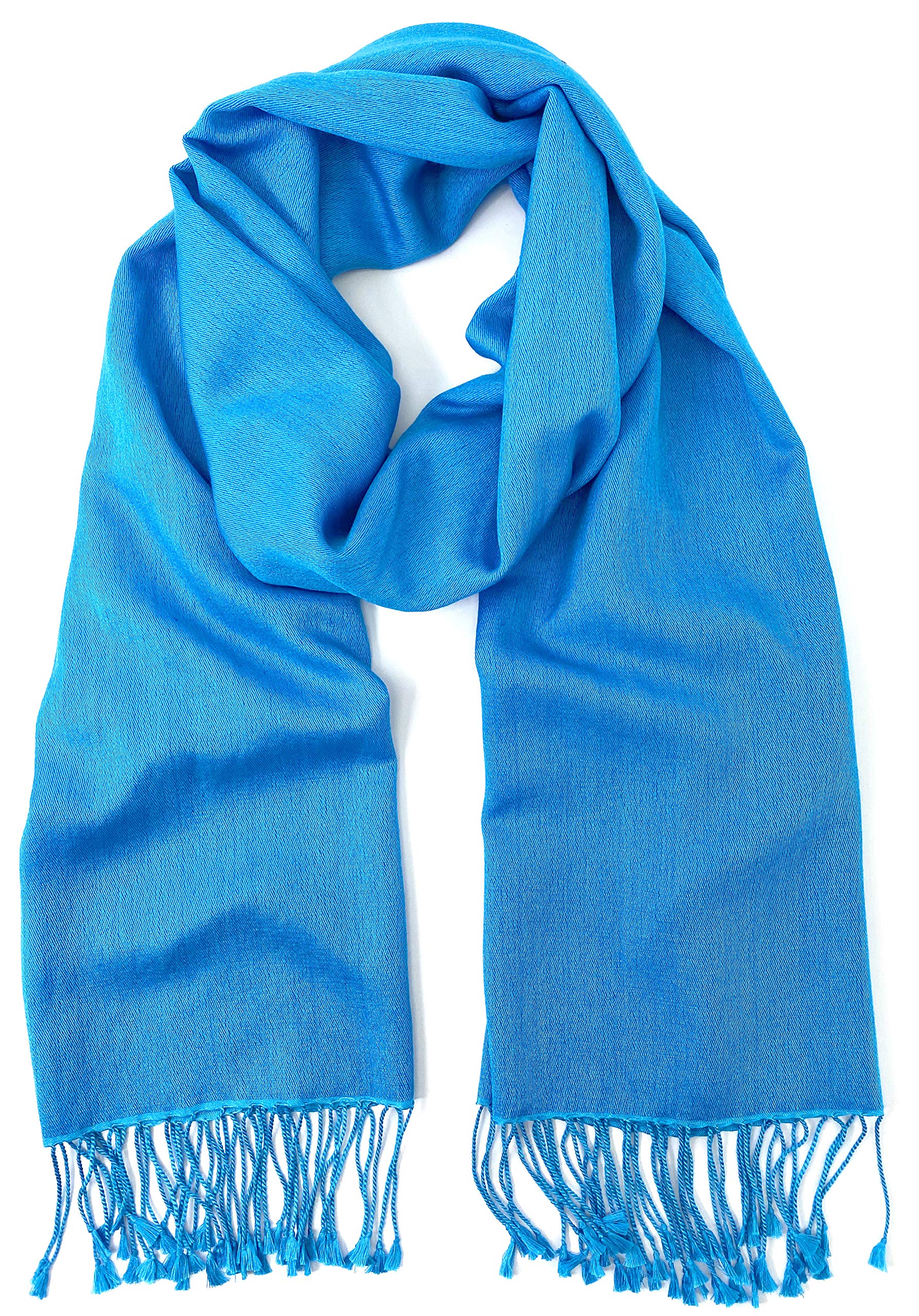 Luxury Pashmina Silk Shawl Wrap Scarf - Peacock Blue - Soft & Elegant for Women - Perfect for Weddings, Parties & Evening Events