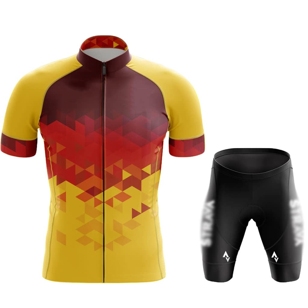 Breathable Cycling Jersey Set for Men - Summer Short Sleeve Bicycle Clothing & Sports Kit | Comfortable Bike Outfit for Road Cycling & Mountain Biking (Color: A, Size: M)