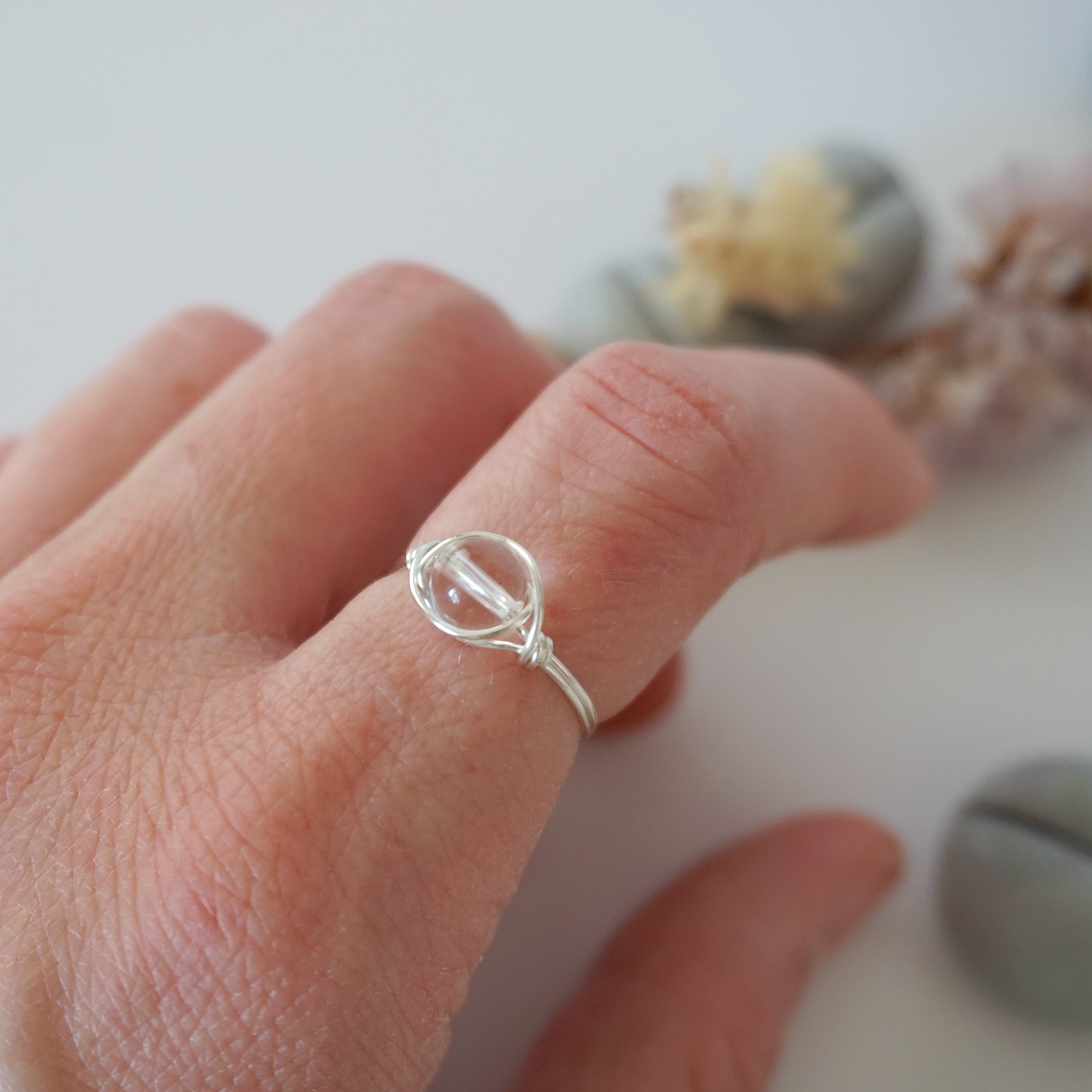 Simple Birthstone Ring - Clear Quartz (Rock Crystal) for Women | Elegant & Minimalist Jewelry | Perfect for Gifts, Anniversaries & Everyday Wear
