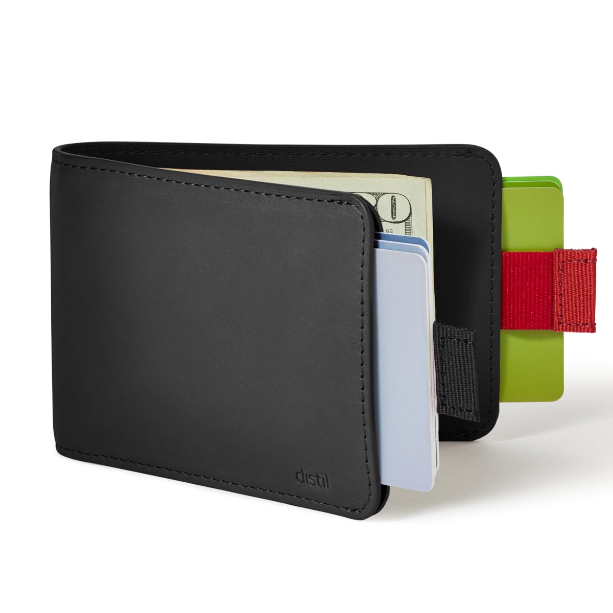 Distil Union Wally Classic Men's Slim RFID-Blocking Leather Bifold Wallet with Money Clip - Minimalist Front Pocket Billfold for Everyday Carry (Black) | Perfect for Travel, Business & Daily Use