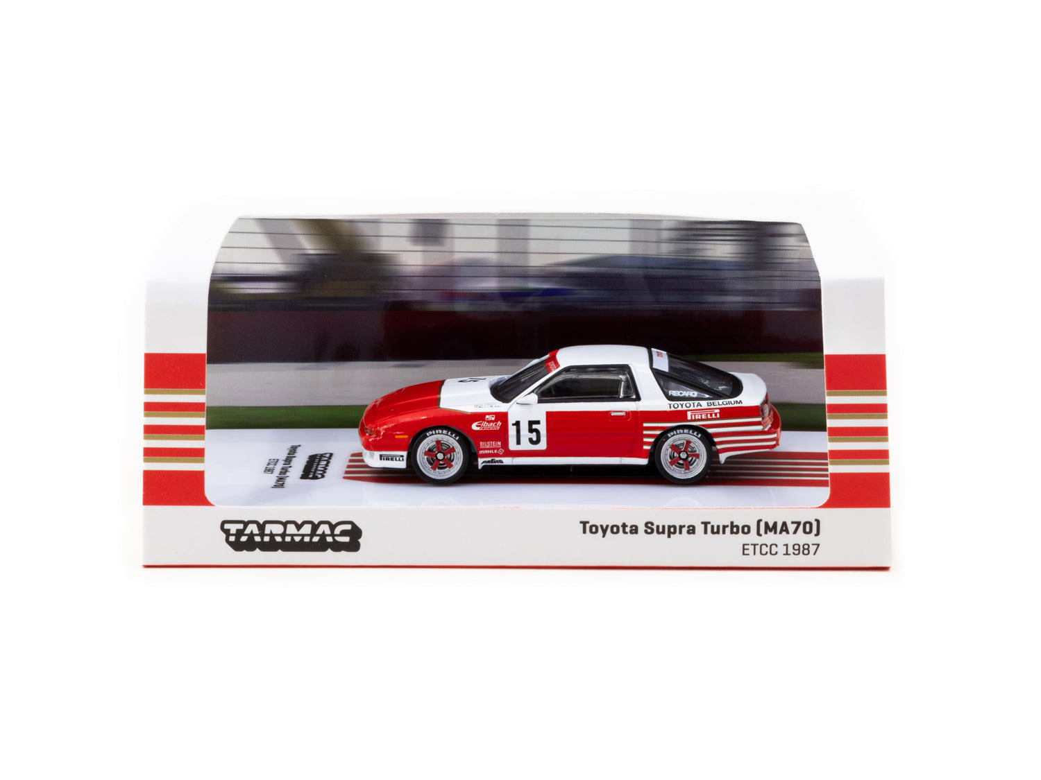 Tarmac Works 1/64 Scale Toyota Supra Turbo (MA70) ETCC 1987 #15 Diecast Model Car - Collectible Toy for Racing Enthusiasts & Display in Home/Office