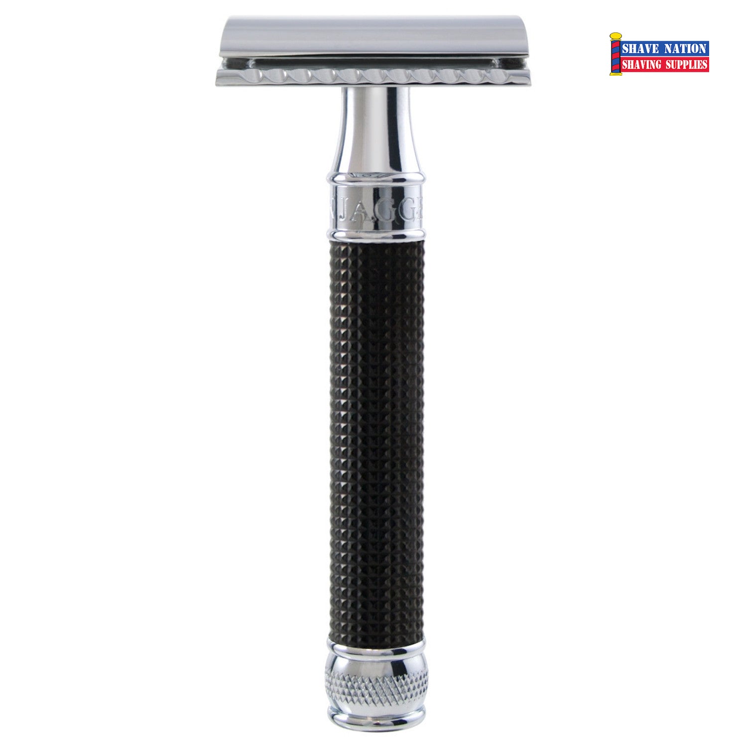 Edwin Jagger DE3DBC15BL Safety Razor - Closed Comb, 3D Diamond Knurled Grip for Men - Perfect for Wet Shaving & Travel Grooming Kit