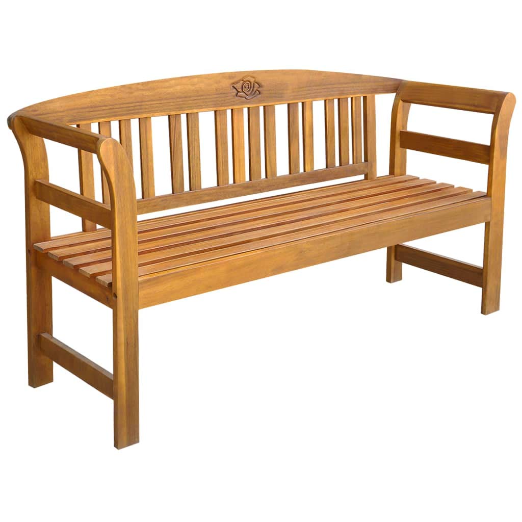 Handcrafted Wooden Garden Bench with Engraved Rose Design - Durable Outdoor Patio Bench for Parks, Schools, Playgrounds, Colleges & Home Gardens - Perfect for Courtyards, Balconies & Backyard Relaxation