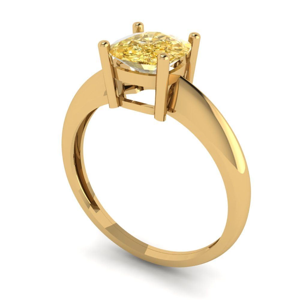 1.50 ct Cushion Cut Yellow Moissanite Engagement Ring - 14k Yellow Gold Solitaire Bridal Wedding Ring for Women | Anniversary, Proposal, Valentine's Day Gift