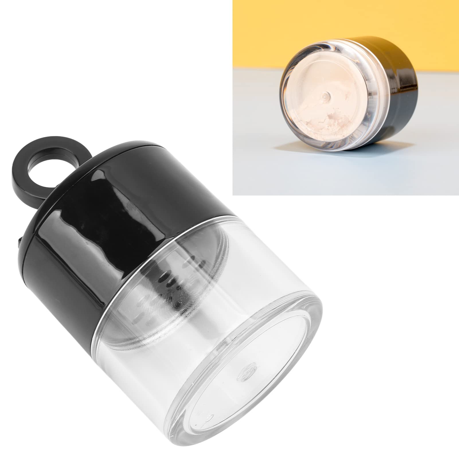 10g/0.34oz Black Refillable Empty Powder Case with Puff & Sifter - Mini Loose Powder Container for Makeup, Blush, Finishing Powder | DIY Cosmetic Storage & Travel-Friendly Compact