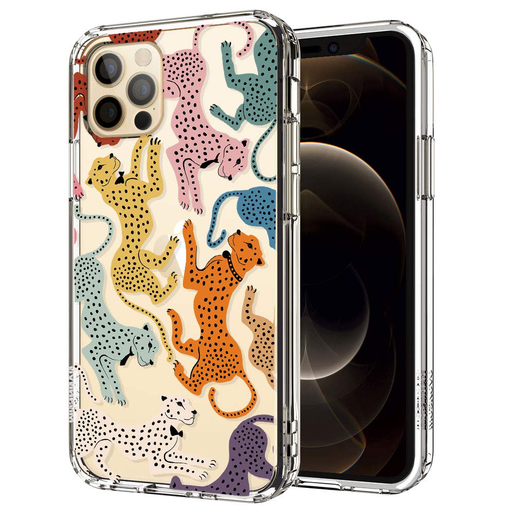 MOSNOVO Cheetah Print iPhone 12 Pro Max Case 6.7 Inch - Fashion Clear TPU Bumper with Hard Back Cover for Girls & Women - Perfect for Daily Use, School, Work and Travel Protection