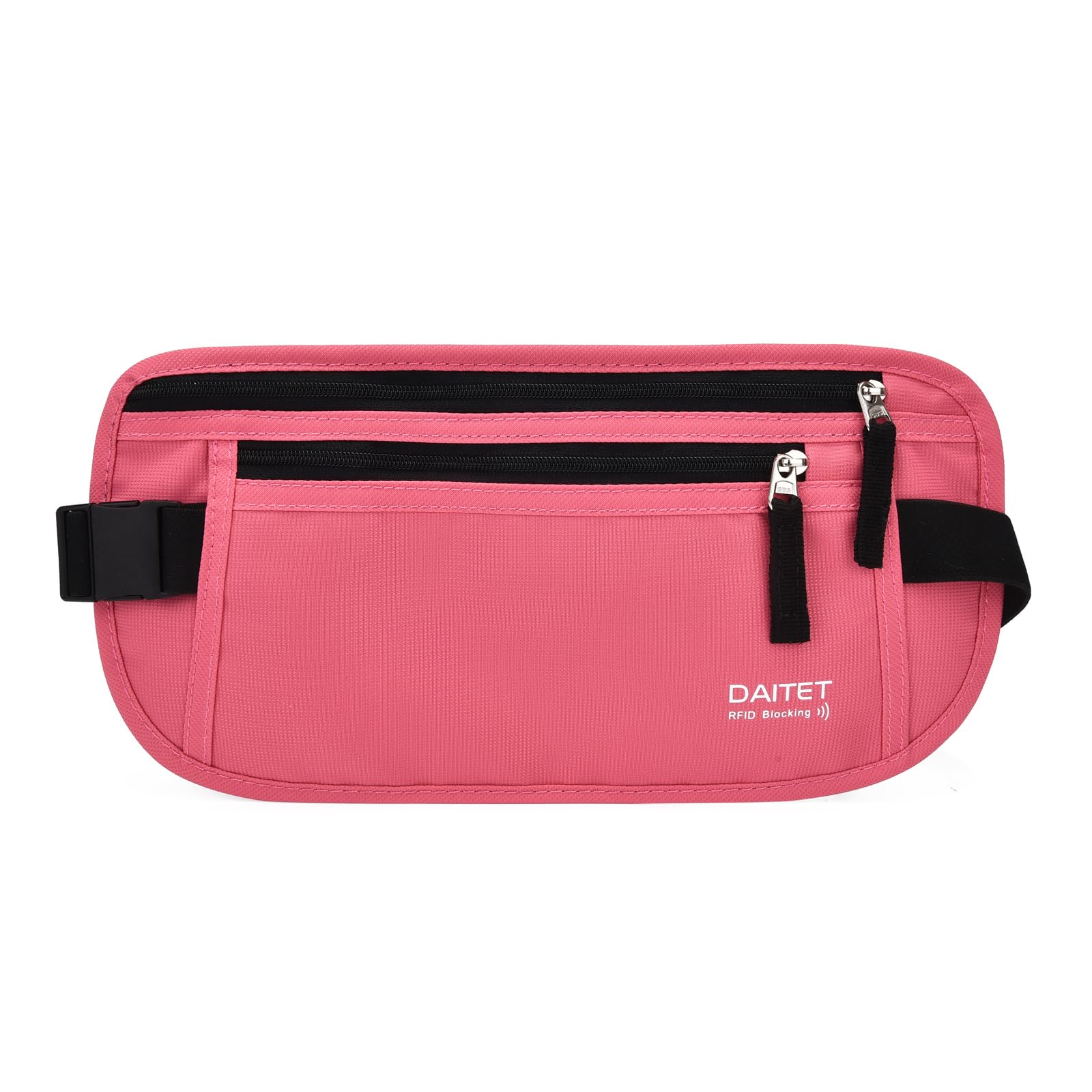 RFID Blocking Money Belt for Men & Women - Slim Travel Fanny Pack with Passport Holder, Phone & Cash Pockets - Anti-Theft Waist Wallet for Running, Hiking & Vacation (Hot Pink) | Secure Essentials Storage for Airport, Gym & Outdoor Adventures