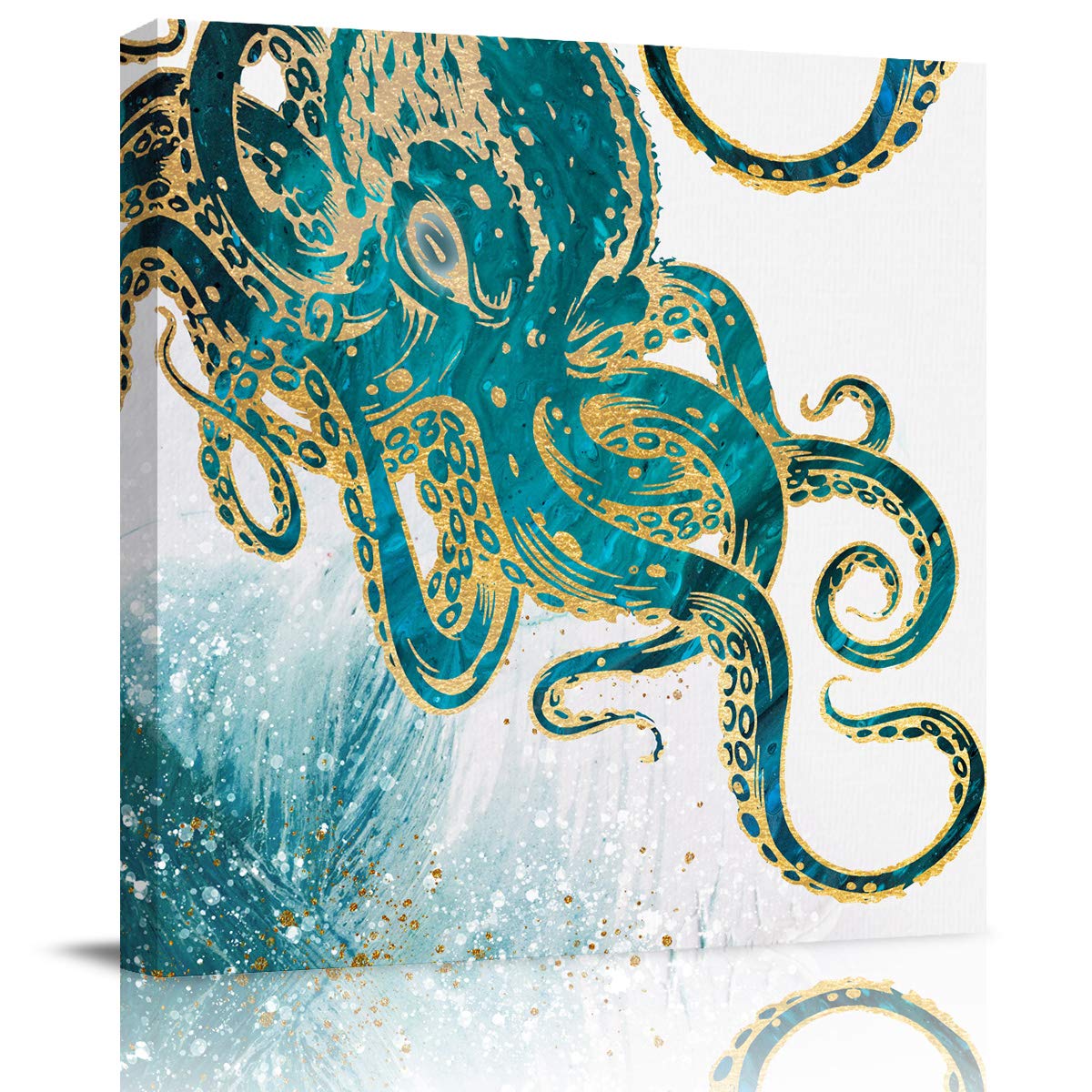 Octopus Canvas Wall Art - 24x24 Inch Stretched Canvas Print, Sea Creature Tentacle Painting for Living Room, Bedroom & Office Decor | Perfect for Coastal, Nautical & Ocean-Themed Home Decor